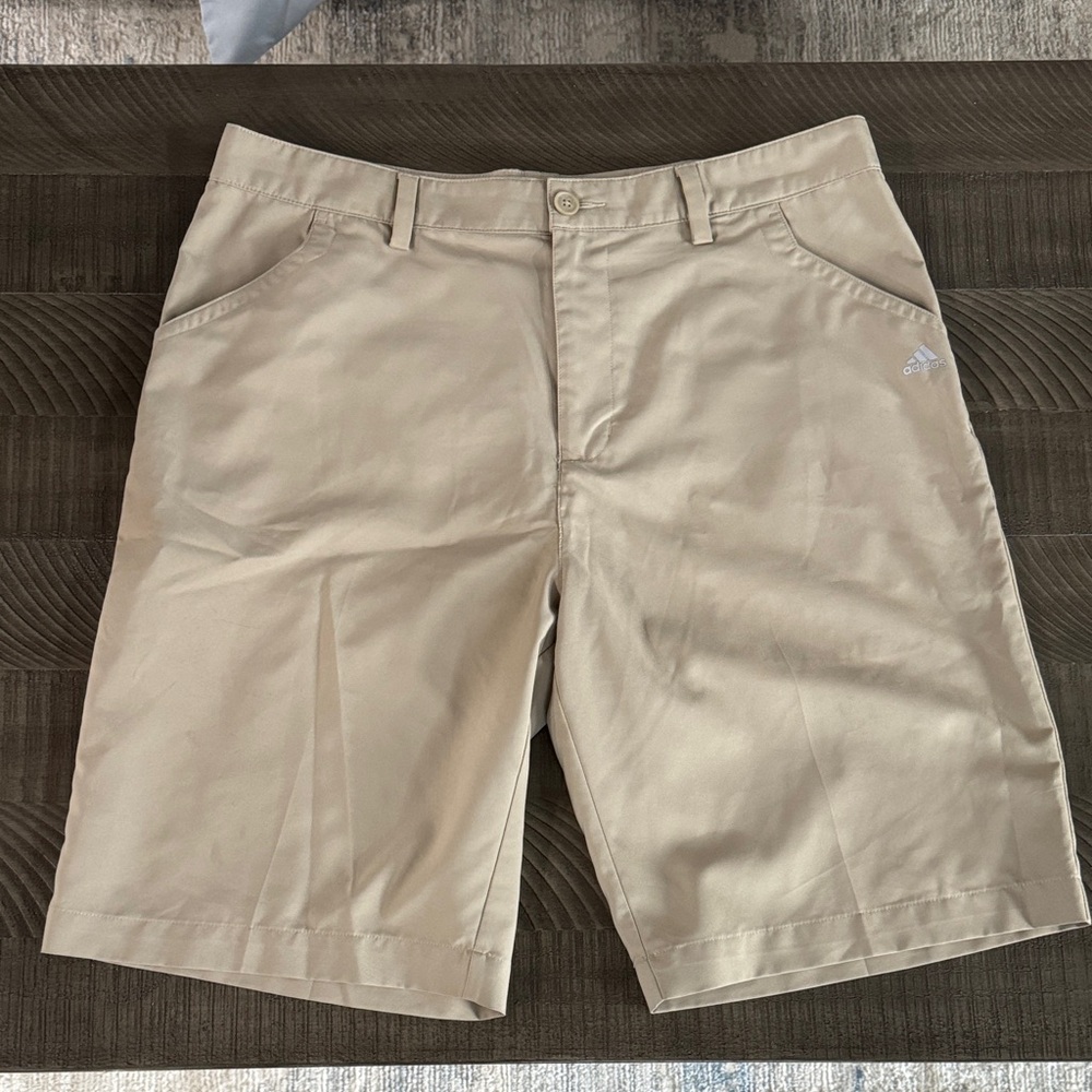 Adidas Men's Beige Flat Front Shorts
